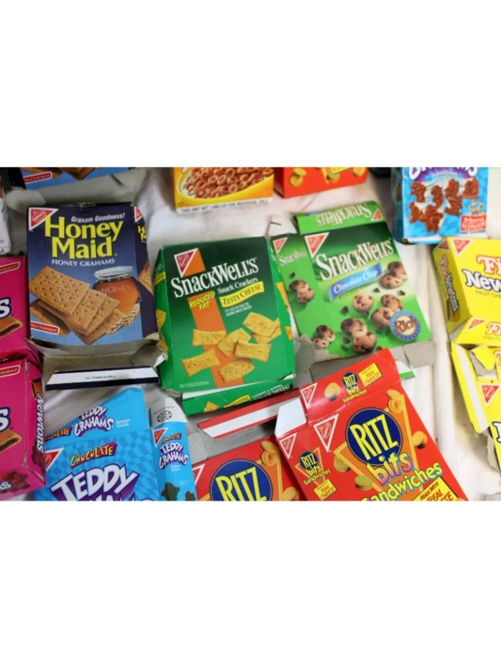 Lg Lot Cardboard Mini Snack Boxes Oreo Snackwells Ritz Vtg Crackers Cereal Play